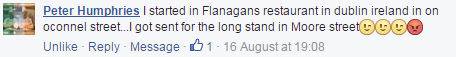 Peter Humphries - long stand - Flanagans - via Facebook