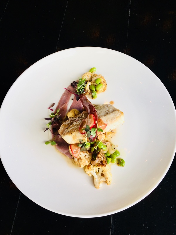 Olive oil poached Cobia, purple cauliflower puree, roasted white cauliflower, edamame, braised purple carrot by chef Ramon Tomasini, chefs to follow on Instagram, food pics, social media, The Staff Canteen, Instagram Top Ten