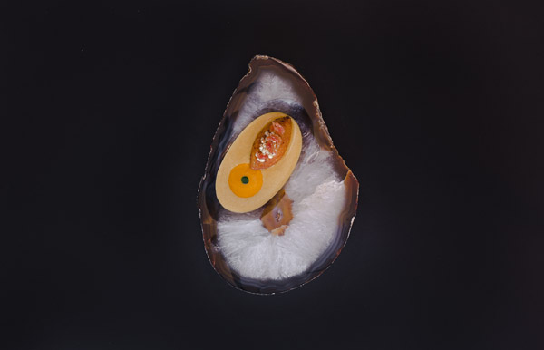 Acarajé and Vatapá- Afro-Brazilian fritter, turmeric and coconut sauce, bread and salted prawn vatapá  