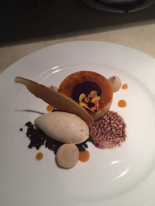 Spiced pumpkin brûlée, cinnamon  ice cream with   muscavado meringue