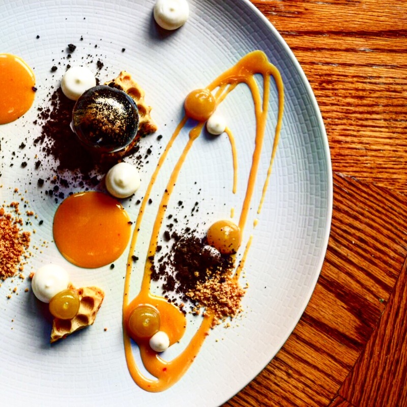 Glazed pop cake, honeycomb, buttermilk, orange & chocolate crumble, white chocolate & orange sauce by chef Chris Bond, chefs to follow on Instagram, food pics, social media, The Staff Canteen, Instagram Top Ten