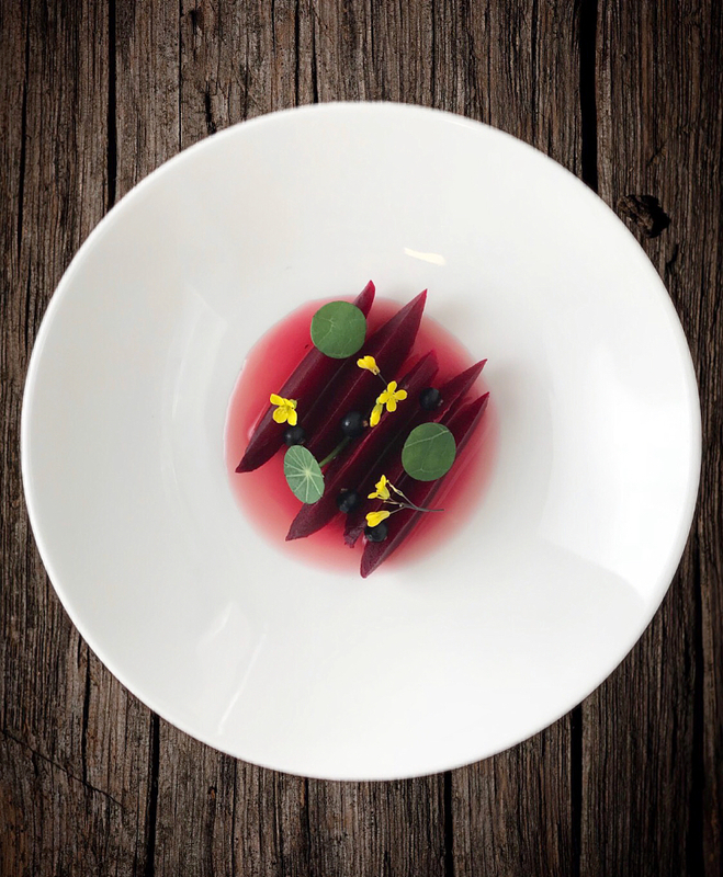  Salt baked beetroot, blackcurrants, beetroot & blackcurrant consommé by chef Sean Kelly, chefs to follow on Instagram, food pics, social media, The Staff Canteen, Instagram Top Ten