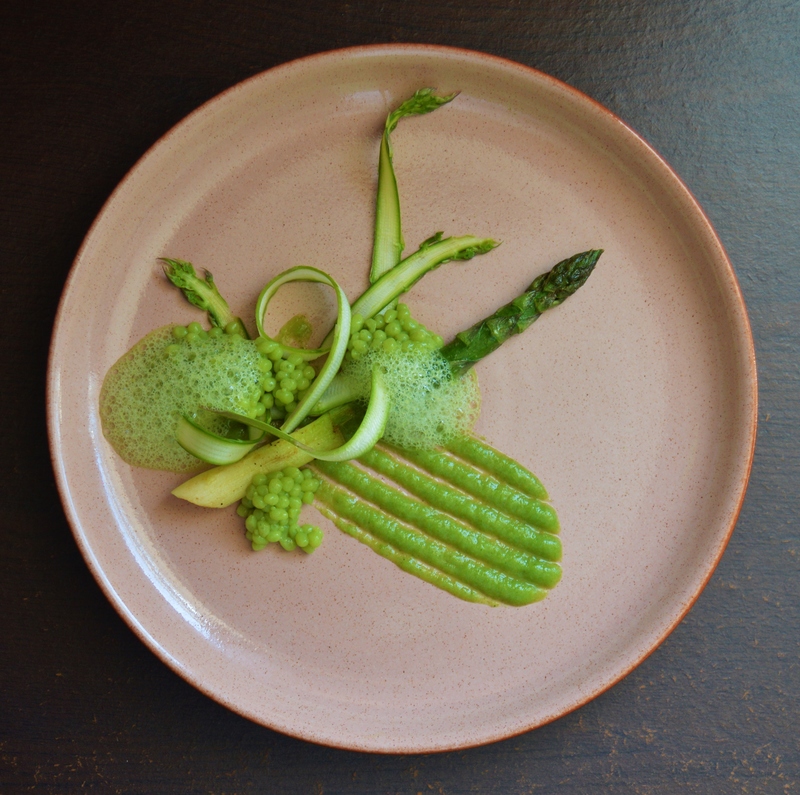 3Asparagus textures.. seared, pureed, pearls, raw, foam by chef Przemyslaw Langiewicz, chefs to follow on Instagram, food pics, social media, The Staff Canteen, Instagram Top Ten