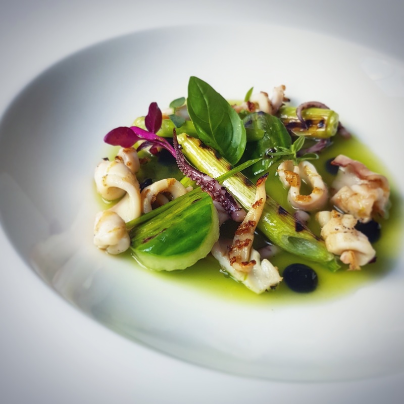 10. Grilled calamari with spring onion and cucumber consommé by Kareem Roberts, chefs of Instagram, top Instagram accounts, chefs to follow on Instagram