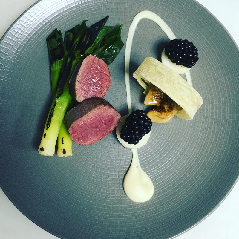 2. Roasted venison loin, charred baby leeks, celeriac, blackberries and peppered red wine sauce by Mikey Bain, chefs of Instagram, top Instagram accounts, chefs to follow on Instagram